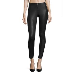 Alice +Olivia Front-Zip Leather Leggings Black